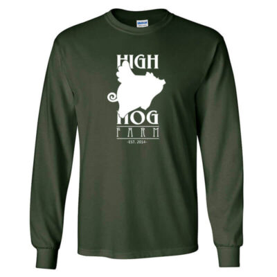 forest green long sleeve tee with white logo