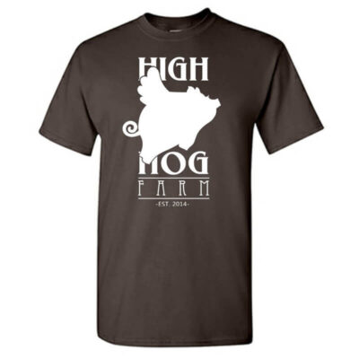 chocolate brown short sleeve tee with white logo