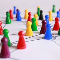 plastic figures grouped in network